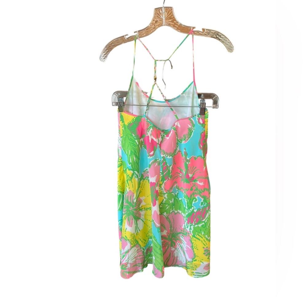 Lilly Pulitzer Maisy Slip Mini Dress Shorely Blue Fig Print Floral  Silk XS - Picture 3 of 7